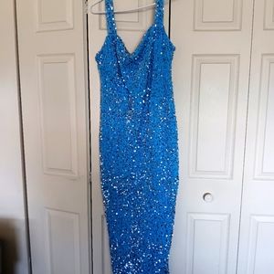 Blue sequin dress